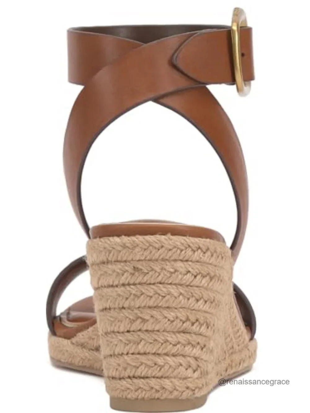 Leather Ankle Strap Espadrille Wedge Sandals Open Toe